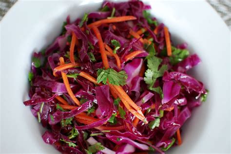 Red Cabbage Slaw With Cilantro And Lime Dressing Beantown Baker