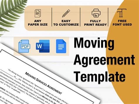 Moving Agreement Template Relocation Agreement Home Moving New Home