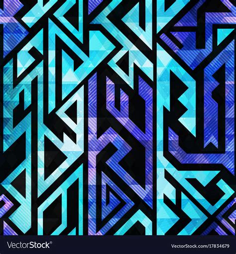 Blue Tribal Geometric Seamless Pattern Royalty Free Vector