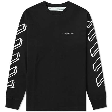 Off White Long Sleeve Diagonal Marker Arrows Tee Black And White End