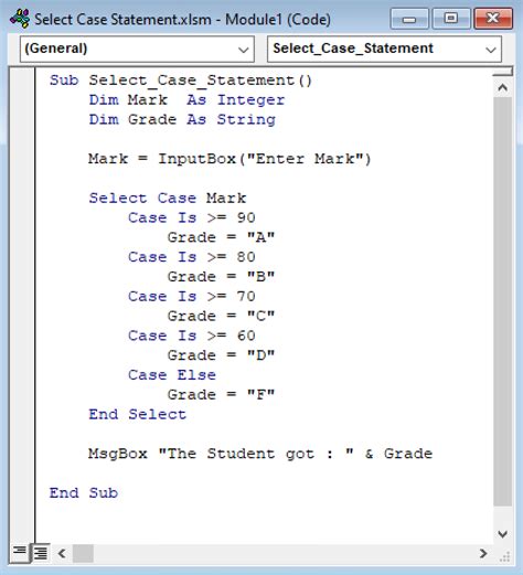 How To Use Select Case Statement In Excel Vba 2 Examples