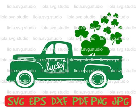 St Patricks Day Svg Vintage Old Truck Car Svg Shamrock Svg Clover