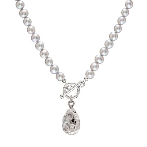 Silver Teardrop Necklace With Freshwater Pearls Biba And Rose