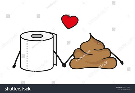 Funny Cartoon Roll Toilet Paper Poop Stock Illustration 1703511343
