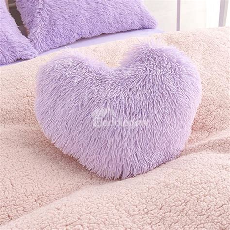 Purple Plush Heart Shape One Piece Decorative Fluffy Throw Pillow