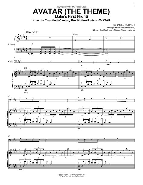 The Piano Guys Avatar The Theme Jakes First Flight Sheet Music