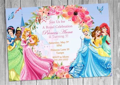 Princess Birthday Invitation Disney Princess Invitation Birthday