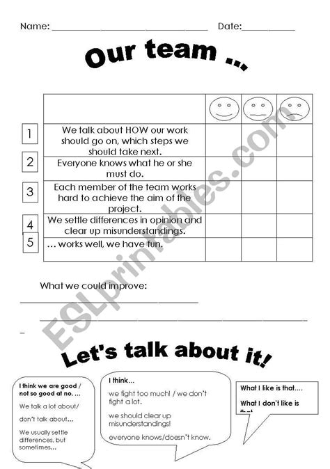 Reflection Sheet For Group Work Project Work Esl Worksheet By Zami