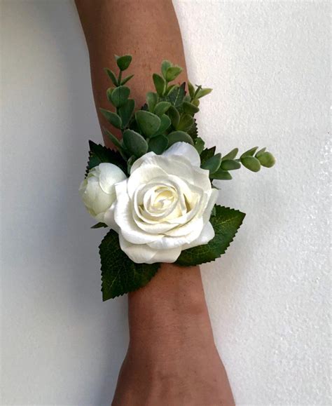 Ivory Rose Corsage Ivory Silk Rose Wrist Corsage Ivory Rose Etsy In