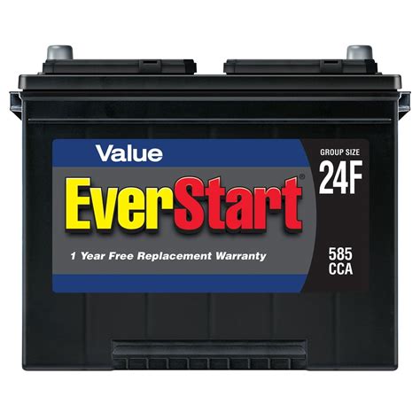 everstart value lead acid automotive battery group size 24f 12 volt 585 cca