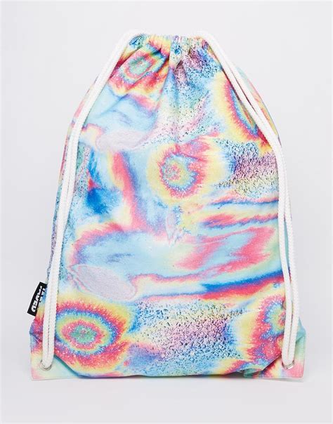 Image 1 Of Jaded London Drawstring Backpack In Holigraphic Swirl Print