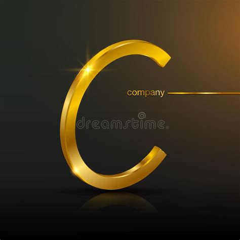 3d Letter C Gold Logo Design Vector Graphic Elegant Golden Font With