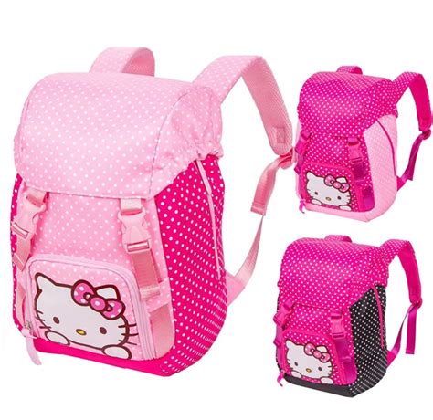 Pink Wave Point Hello Kitty Bag Backpacks Schoolbag Children School