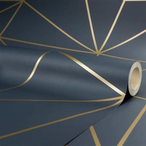 Zara Shimmer Metallic Wallpaper Navy Gold Navy Wallpaper Metallic