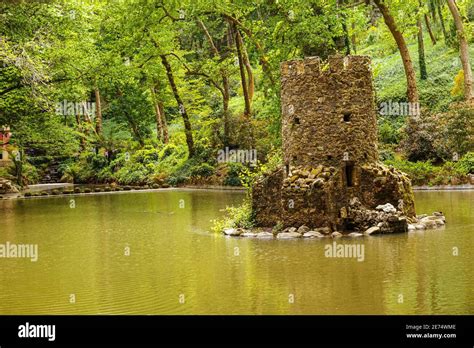 Lake With A Small Castel Tower Sintra Portugal Stock Photo Alamy