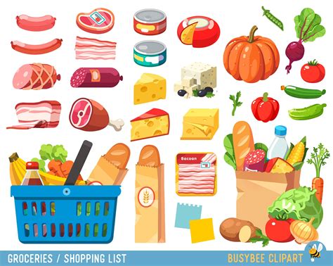 Grocery Clipart Shopping Clipart Food Clipart Dinner Clipart Etsy Uk