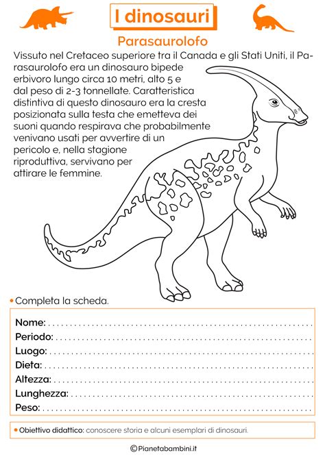 i dinosauri schede didattiche per la scuola primaria pianetabambini it