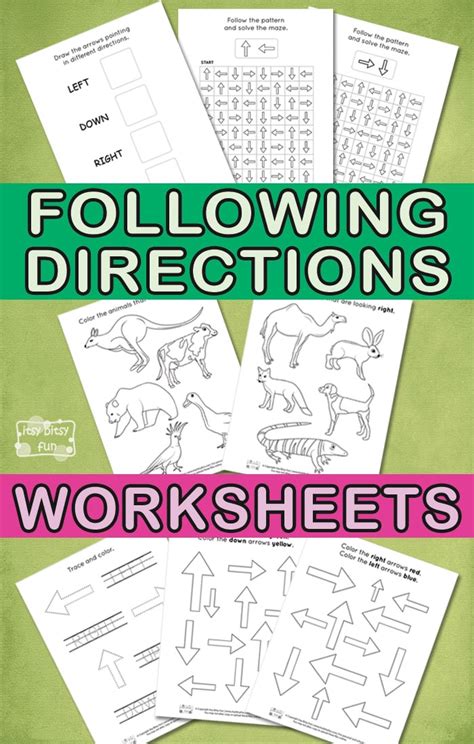 15 fun literacy activities for preschoolers. Following Directions Worksheets for Kids - itsybitsyfun.com