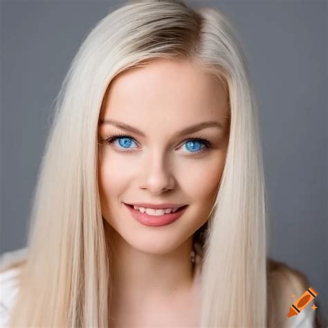 portrait of a swedish blonde woman with blue eyes and platinum blonde hair on craiyon