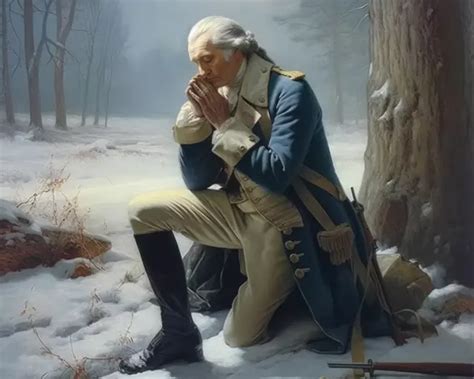 George Washington Prayer At Valley Forge Painting On Real Canvas 8x10