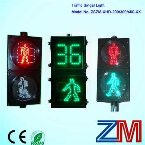 Red And Green Dynamic Pedestrian Crossing Traffic Light With Countdown