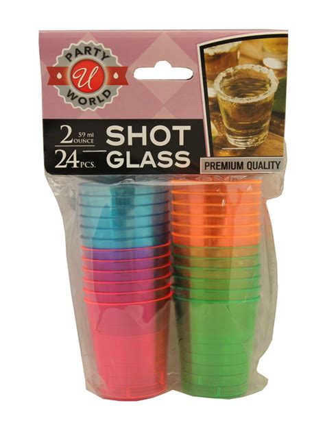 plastic shot glasses 2 oz 24 ct assorted colors