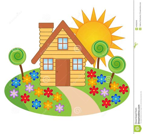 Alle geschäfte und restaurants sind. Beautiful House With A Flowering Garden Stock Vector ...