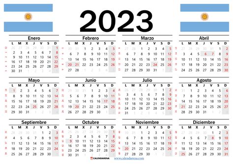 Calendario 2023 Argentina Con Feriados Para Imprimir