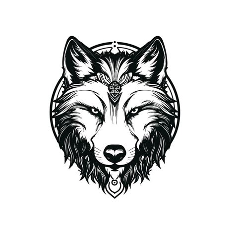 Black Wolf Face Tattoo Design 26317613 Vector Art At Vecteezy