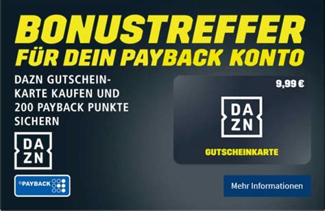 Jetzt den aktuellen dazn gutschein sichern & beim einkauf richtig sparen! DAZN: 200 Payback Punkte für 9,99€ Gutscheinkarte bei REAL ...