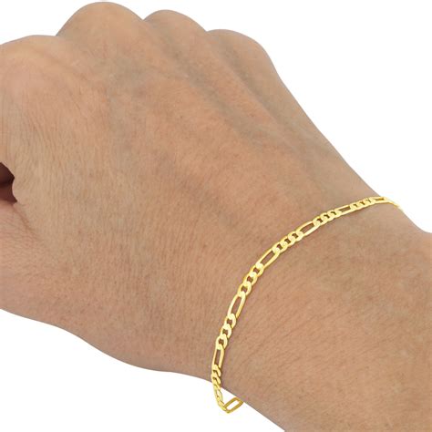 Real 10k Pure Yellow Gold 35mm Womens Classic Figaro Chain Link Bracelet 7in 7 Ebay