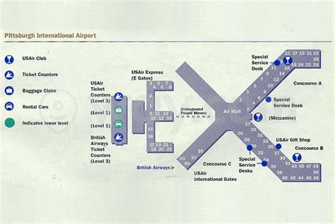 Pittsburgh International Airport Map Pit Airport Map