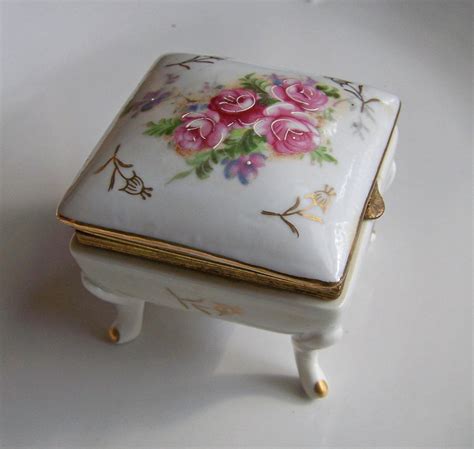 Etsy Vintage Porcelain Trinket Box Jewelry Box Porcelain Box Floral
