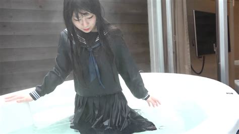 japanese school girl wet in uniform alice wetlook