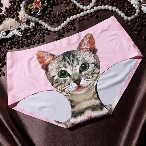 safe and convenient payment online promotion pink seamless pussycat 3d print panties ~ pants