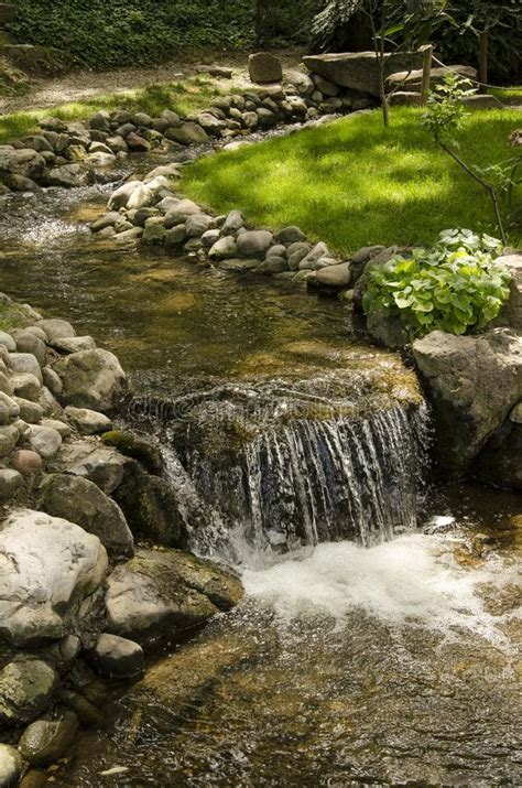 A Small Creek With A Waterfall Stock Image Image Of Meditation