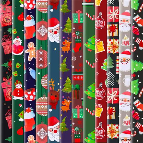 Konsait 12Pack Folded Large Sheets of Christmas Wrapping Paper