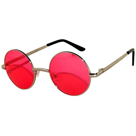 Owl Owl ® Eyewear Sunglasses 43mm Womens Metal Round Circle Silver Frame Red Lens One Pair