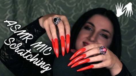 Asmr Mic Scratching 👅 Tongue Click 😛 Red Long Nails Lora Long Nails