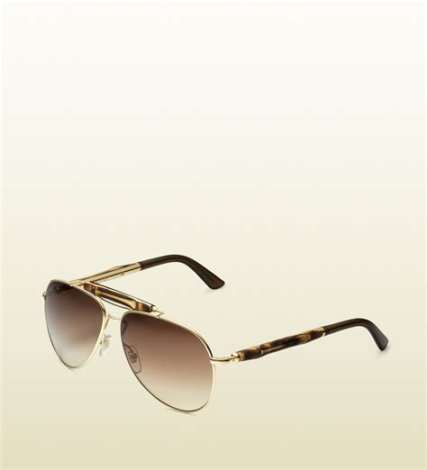 gucci bamboo aviator sunglasses in brown lyst