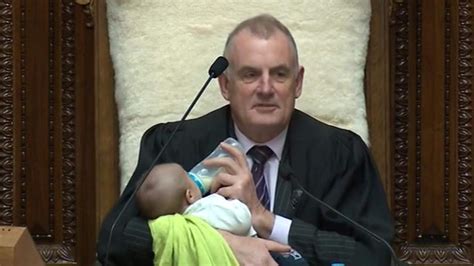 New Zealand Parliamentary Speaker Cradles And Feeds Mps Baby During