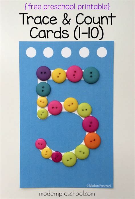Preschool Trace And Count Number Cards Free Printable Math