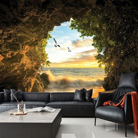 Custom 3d Photo Wallpaper Cave Nature Landscape Tv