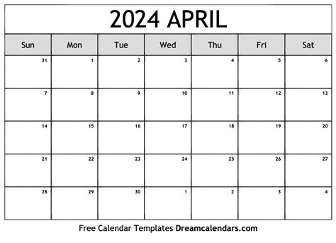 Download Printable April 2024 Calendars