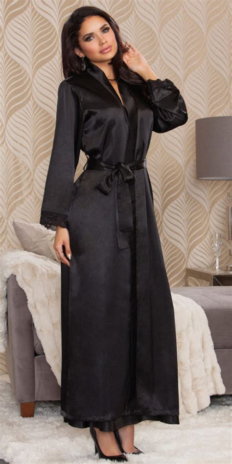 Long Satin Robe Sexy Women S Sleepwear Loungewear