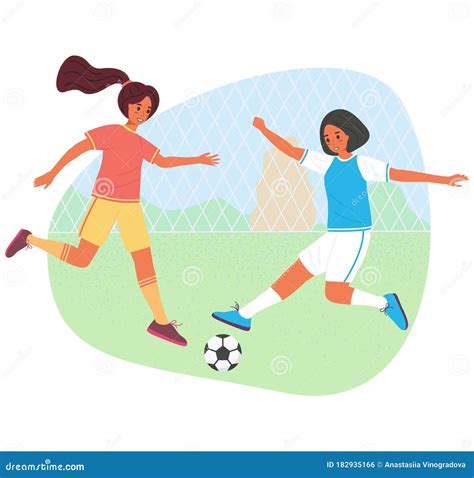Girl Soccer Ball Cartoon