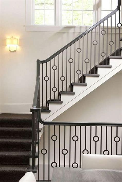 Iron Stair Balusters Modern Ring Metal Spindles For Stairs Satin