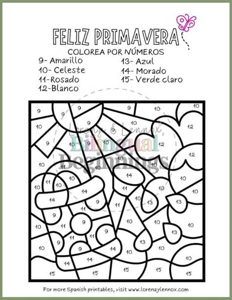 Spring Color By Number In Spanish For Kids Free Printables