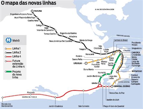 The latest extension of this meter known, was made in the year 2009, currently 35 tube stations along 42 km (26,1 miles), which is to have on average each station 1200 meters (1312,3 yards). Metrô do Rio (não oficial): Mapa com as Novas Licitações