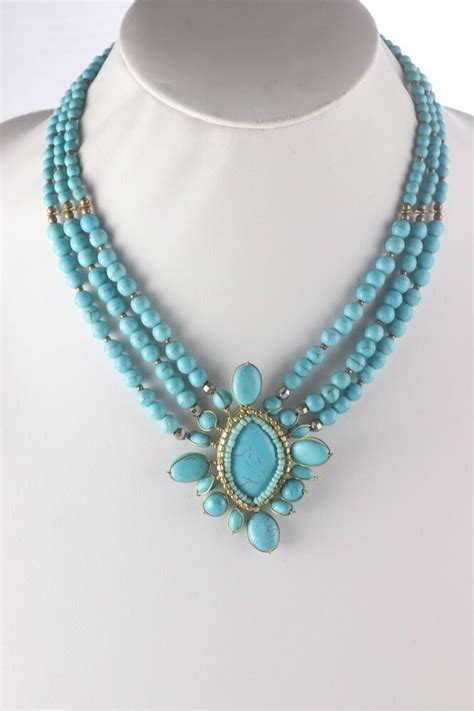 Nakamol Jewelry Multi Strand Beaded Turquoise Colored Statement